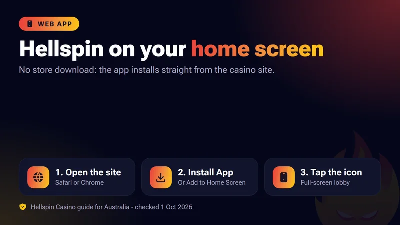Hellspin app installed on a phone home screen next to the casino lobby